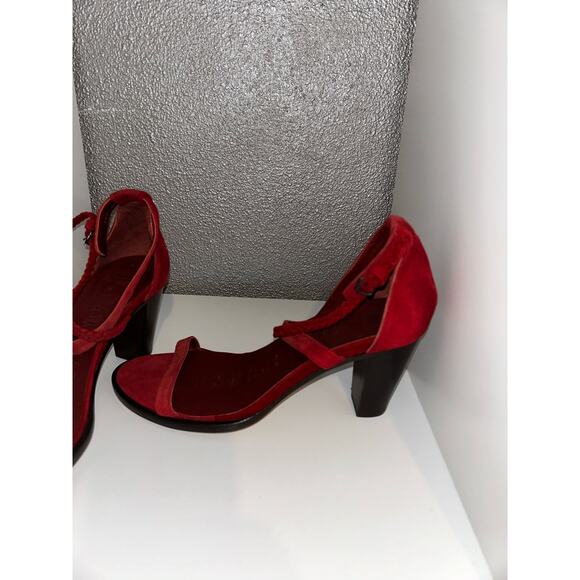 A F Vandevorst Edgy Punk Uptown Red Suede Braided Strappy Open Toe Block Heel - Picture 4 of 9
